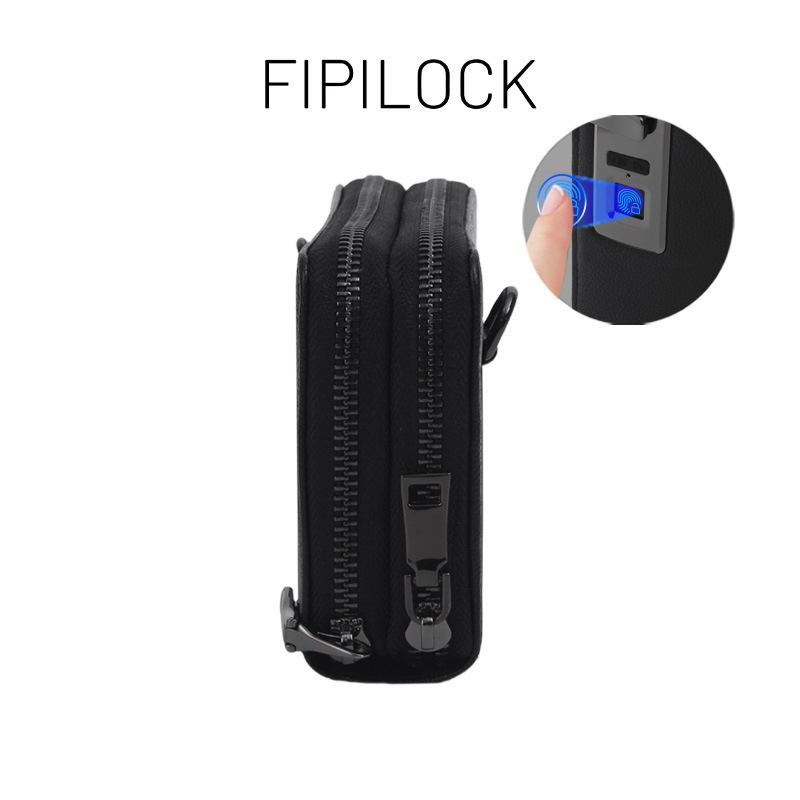 Férfi clutch ujjlenyomat-zárral, intelligens lopás elleni védelemmel, vízálló és kopásálló felsőréteg marhabőrből