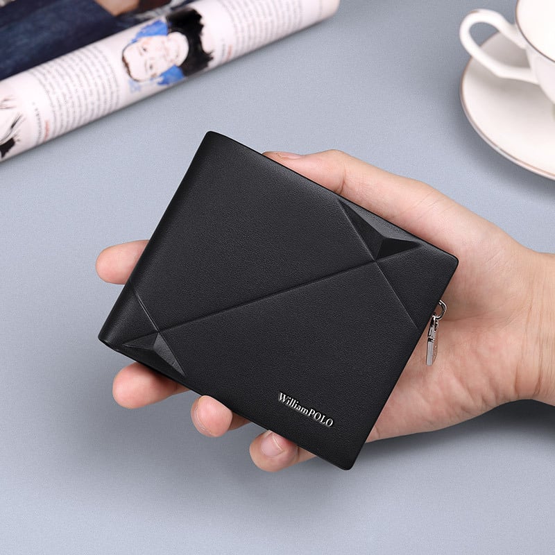 King Paul portofel masculin scurt din piele naturală, cu multiple compartimente pentru carduri – piele de vițel, stil de afaceri, model 191431