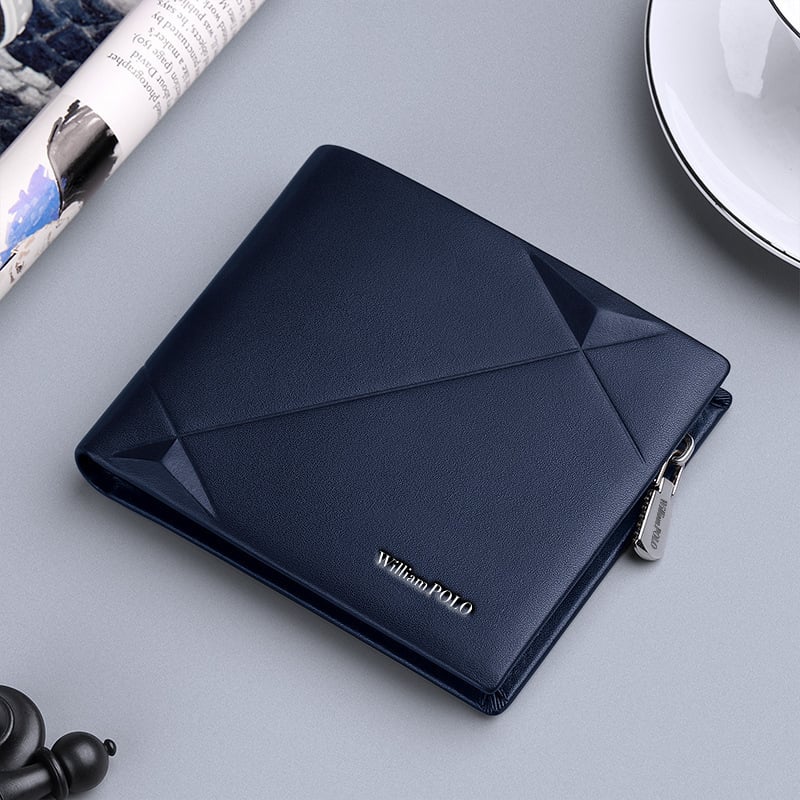 King Paul portofel masculin scurt din piele naturală, cu multiple compartimente pentru carduri – piele de vițel, stil de afaceri, model 191431