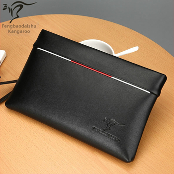 Ανδρικό clutch τσαντάκι για επαγγελματικά ταξίδια — PU δέρμα, ανθεκτικό στη φθορά, μονόχρωμο σχέδιο, μεγάλη χωρητικότητα