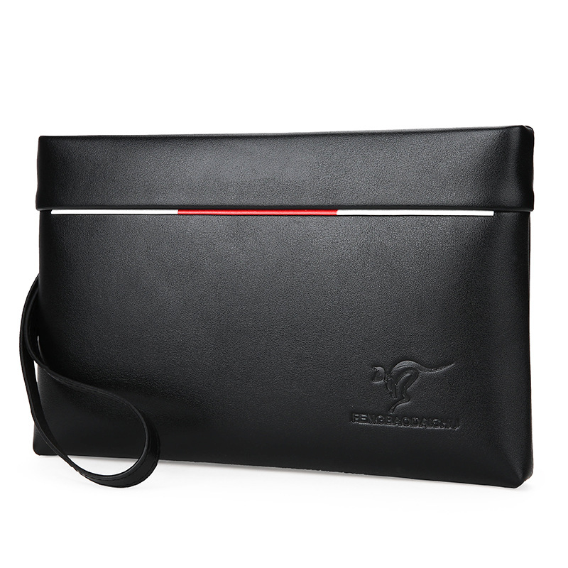 Clutch masculin pentru afaceri — piele PU, rezistenţă la abraziune, model solid, capacitate mare