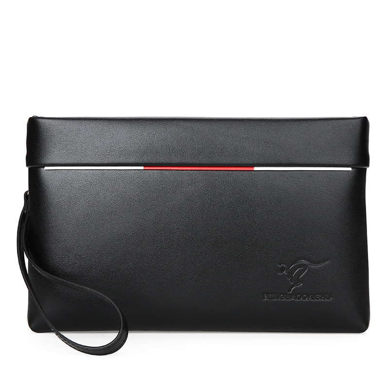 Clutch masculin pentru afaceri — piele PU, rezistenţă la abraziune, model solid, capacitate mare
