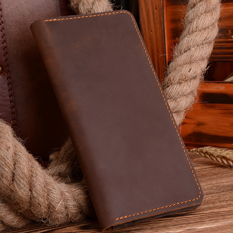 Férfi hosszú PU bőr pénztárca — vízálló, ultra könnyű, vágásálló, bővíthető, azonosító okmány és jegyek tárolására