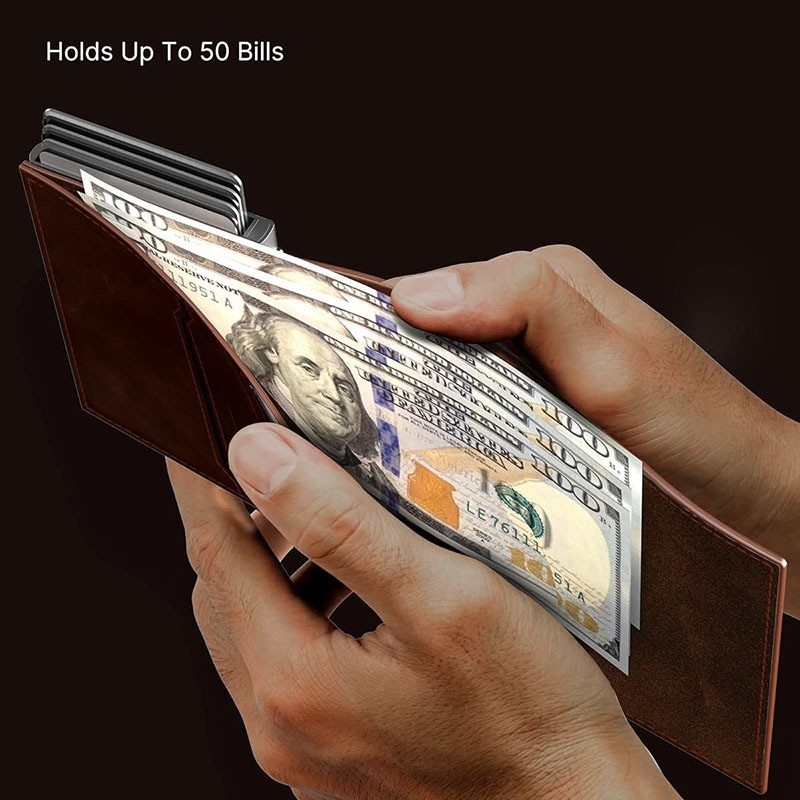 Vyrinė piniginė ir kortelių laikiklis, mikropluošto medžiaga, RFID apsauga nuo vagystės, vienos spalvos dizainas, prekės ženklas XJH