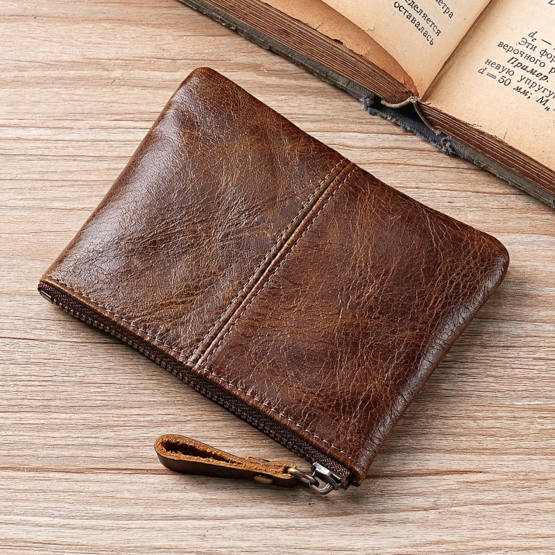 Tikras odos monetų kišenė ir kortelių laikiklis su alyvos-vosku apdaila — vandeniui atsparus, labai lengvas, atsparus dėvėjimuisi