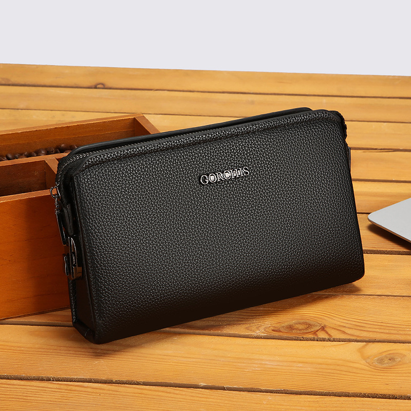 Vyrų PU odos klutch krepšys A86 – anti-theft, miesto stilius, poliesterio pamušalas