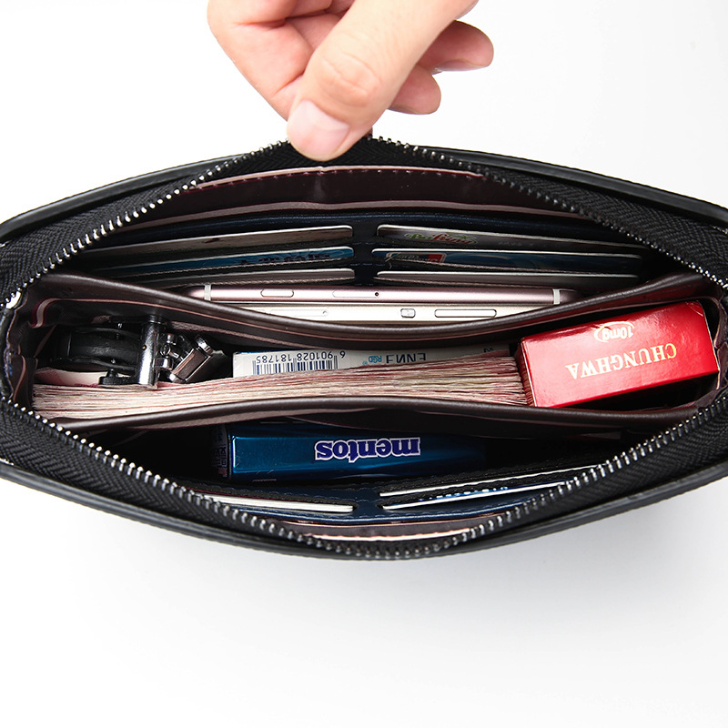 Vyrų PU odos klutch krepšys A86 – anti-theft, miesto stilius, poliesterio pamušalas