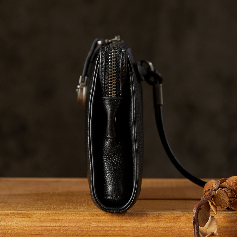 Vīriešu ādas klutch maciņš, īsta āda, pirmais slānis liellādas ādas, izturīgs pret nolietošanos, pret zādzību, poliestera oderējums