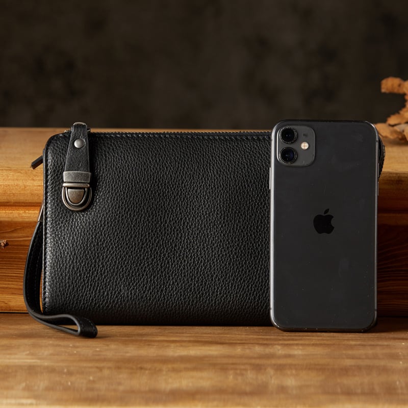 Vīriešu ādas klutch maciņš, īsta āda, pirmais slānis liellādas ādas, izturīgs pret nolietošanos, pret zādzību, poliestera oderējums