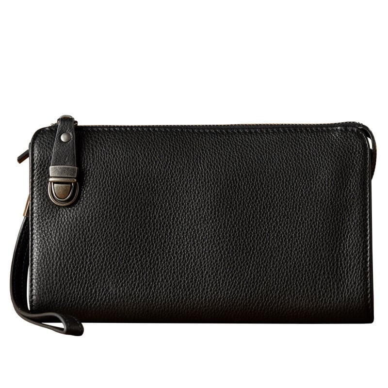 Vīriešu ādas klutch maciņš, īsta āda, pirmais slānis liellādas ādas, izturīgs pret nolietošanos, pret zādzību, poliestera oderējums