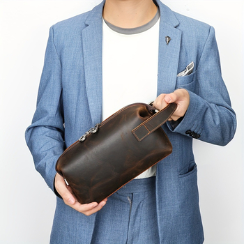 Vīriešu ādas clutch soma ar vāku — pilsētas stils, PU āda, ietilpība līdz 20 L, aizvērta vāka ar slēdzeni, iekšējā kabata ar rāvējslēdzēju un kabata telefonam