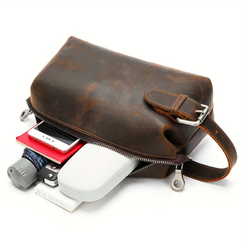 Vīriešu ādas clutch soma ar vāku — pilsētas stils, PU āda, ietilpība līdz 20 L, aizvērta vāka ar slēdzeni, iekšējā kabata ar rāvējslēdzēju un kabata telefonam