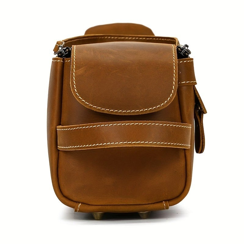 Vīriešu ādas clutch soma ar vāku — pilsētas stils, PU āda, ietilpība līdz 20 L, aizvērta vāka ar slēdzeni, iekšējā kabata ar rāvējslēdzēju un kabata telefonam