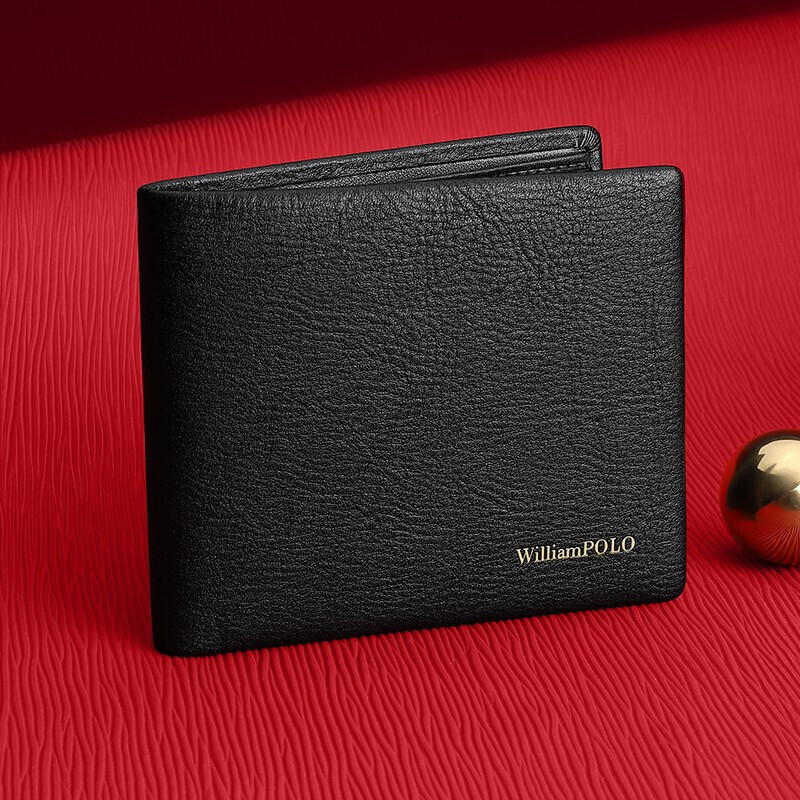 Muški novčanik od prave kože, bi-fold, poslovni elitni stil, poliester podstava, proljeće 2025