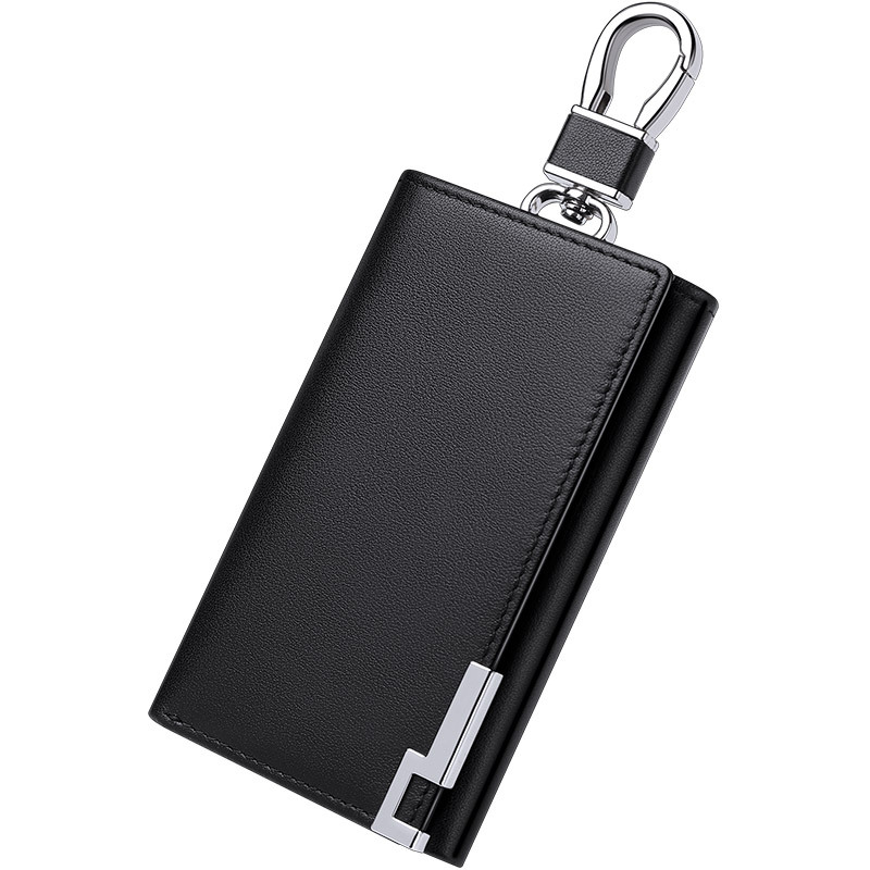 King Paul Férfiaknak készült valódi bőrből készült kulcstartó tok, 1 hajtogatott zseb, üzleti stílus, poliészter bélés