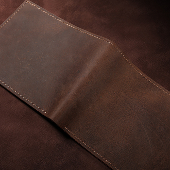 Мъжки портфейл от естествена кожа, горен слой телешка кожа, 1 сгъвка, полиестерна облицовка, дишащ, ултра лек