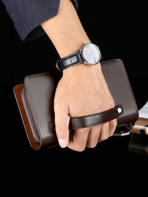 Férfi clutch táska, PU bőr, üzleti út stílus, tárolható, üzleti utazásokhoz, téli 2024