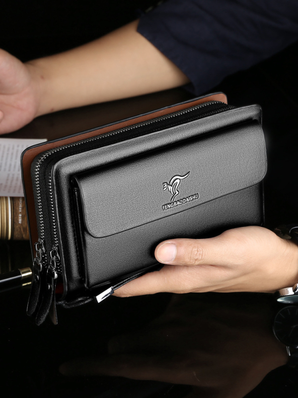 Férfi clutch táska, PU bőr, üzleti út stílus, tárolható, üzleti utazásokhoz, téli 2024