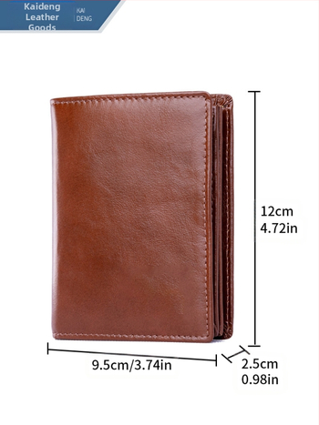 Мъжки портфейл от естествена кожа с RFID защита, голям капацитет за банкноти и монети, подплата от кожа, много лек