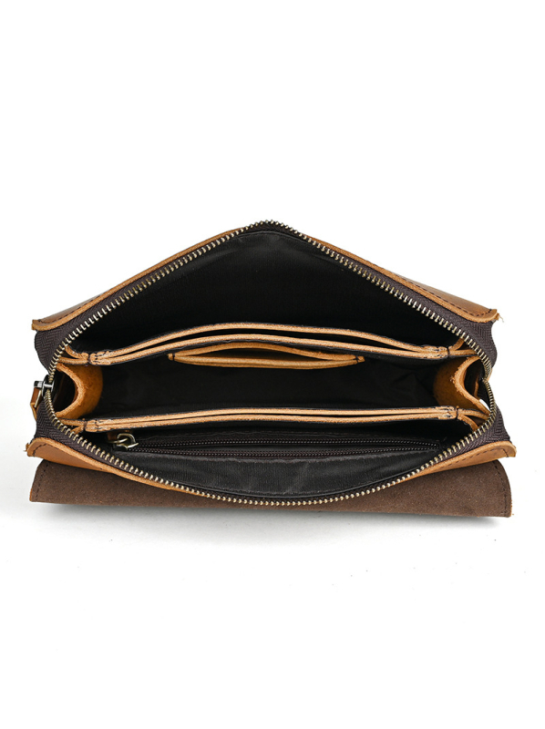 Vīriešu klučt somiņa no īstas ādas, augšējā slāņa liellā āda, nodilumizturīga, poliesteru oderde, piemērota 8 collu klēpjdatoram