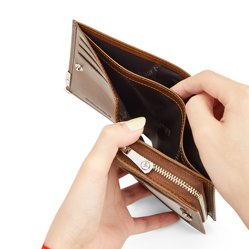 Muški novčanik od kože, gornji sloj goveđe kože, gradski minimalistički stil, jednofarebni uzorak, marka WILLIAMPOLO