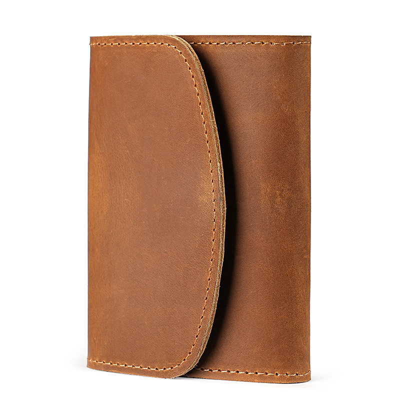 Uniszex kártyatartó Crazy Horse bőrből – ultra könnyű, cipzárral és érmeszsebbel