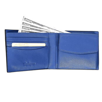 Унисекс бифолд портфейл от естествена кожа, първи слой кожа, хоризонтална квадратна форма, градски минималистичен стил, анти-крадба