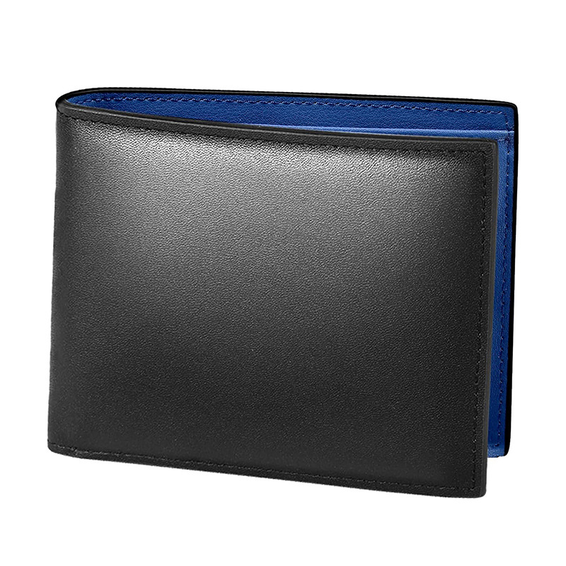 Uniszex bi-fold tárca valódi bőrből, első bőr réteg, vízszintes négyzetes forma, városi minimalist stílus, anti-lopás funkció