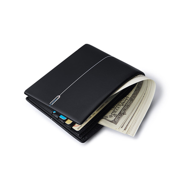 Мъжки портфейл King Paul от естествена кожа, би-фолд, вътрешни джобове за банкноти, място за снимка, ID и карти, корейски стил, подплата полиестер