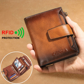 Ciephia мъжки портфейл от естествена кожа – RFID защита, първи слой телешка кожа, монетник с цип, многофункционален