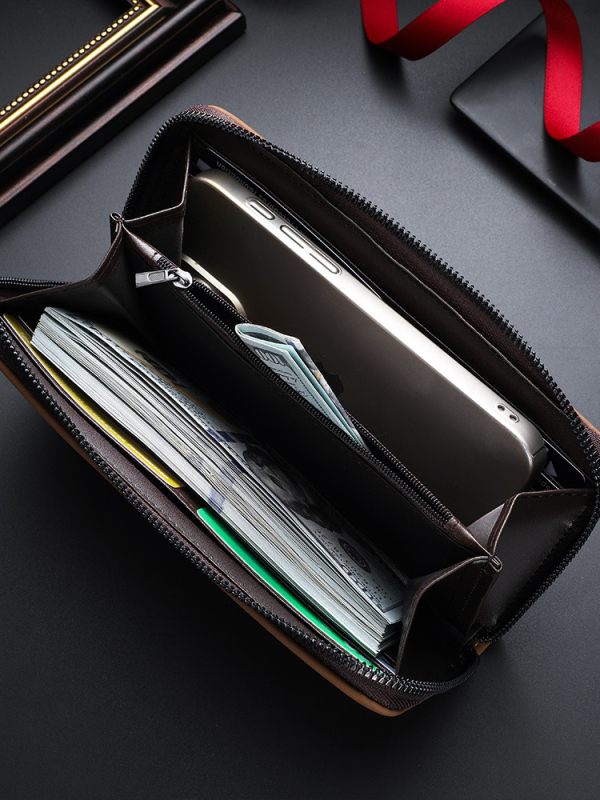 Muški novčanik od PU kože sa zatvaračem, držač kartica s motivom životinja i džepom za kovance, podstava od poliestera, proljeće 2025 izdanje, za svakodnevnu upotrebu