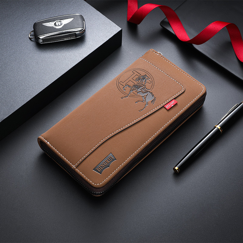 Muški novčanik od PU kože sa zatvaračem, držač kartica s motivom životinja i džepom za kovance, podstava od poliestera, proljeće 2025 izdanje, za svakodnevnu upotrebu