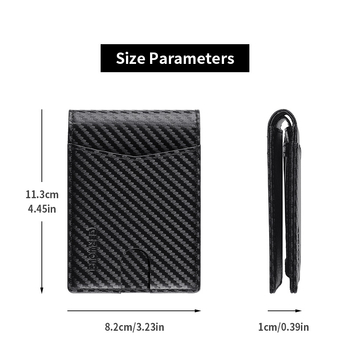 Geruola Мъжки портфейл от карбоново влакно, ултра тънък с клип за пари – тънък дизайн, за банкови карти, защита от кражба