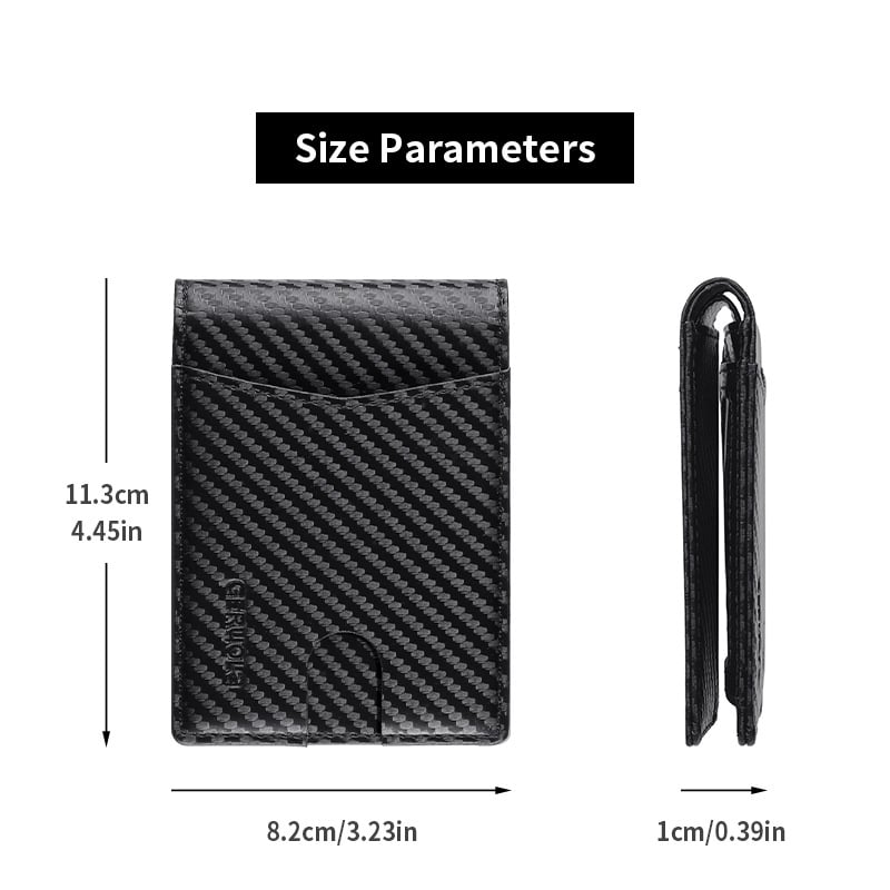 Geruola Мъжки портфейл от карбоново влакно, ултра тънък с клип за пари – тънък дизайн, за банкови карти, защита от кражба