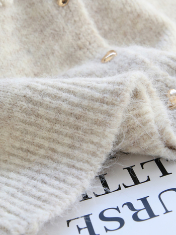 Дебел плетен кардиган със поло яка, раглан ръкави, пуловер стил