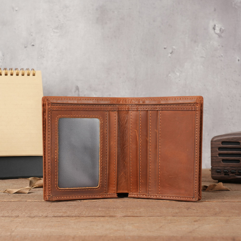 Niuyike muška kožna novčanik – kompaktno dvostruko preklop, džepovi za kartice, protiv krađe i proširenje, podstava od teleće kože, proljeće 2024