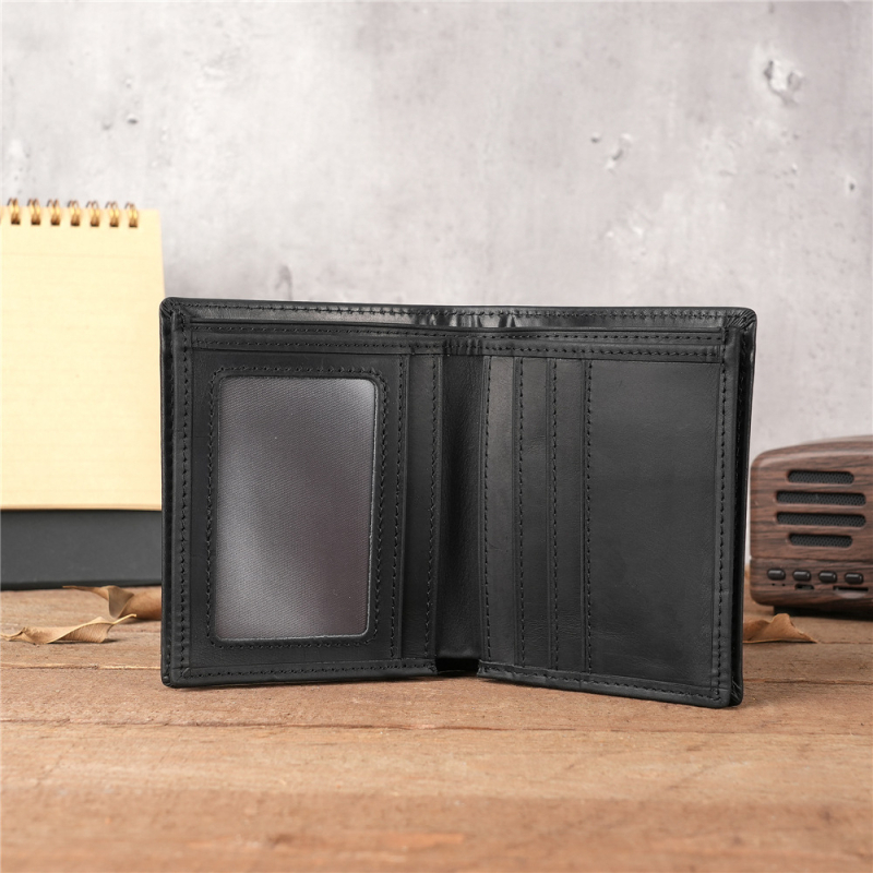 Niuyike muška kožna novčanik – kompaktno dvostruko preklop, džepovi za kartice, protiv krađe i proširenje, podstava od teleće kože, proljeće 2024