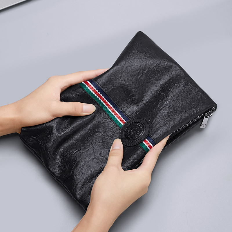 Vīriešu klučs no īstas ādas, augšējā slāņa govs āda, ūdensizturīgs, ģeometrisks raksts, biznesa ceļojumiem