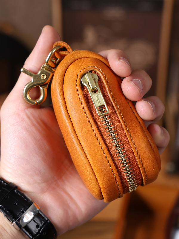 Raktų dėklas iš natūralios odos, pirmosios kartos veršinės odos, cilindrinis dizainas, atsparus dėvėjimui, unisex, kasdieniam naudojimui