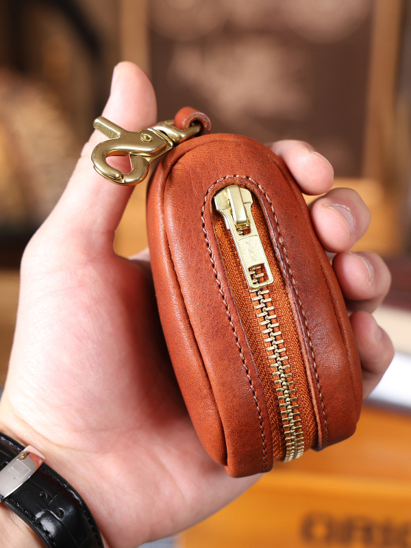 Raktų dėklas iš natūralios odos, pirmosios kartos veršinės odos, cilindrinis dizainas, atsparus dėvėjimui, unisex, kasdieniam naudojimui