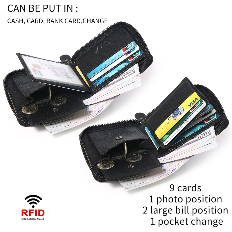 Kožni bifold novčanik s RFID zaštitom, model 8889, jednobojan