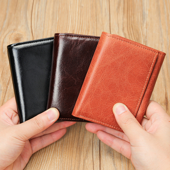 Marunte портфейл от естествена кожа с RFID защита (бифолд дизайн; клип за банкноти; множество отделения за карти)