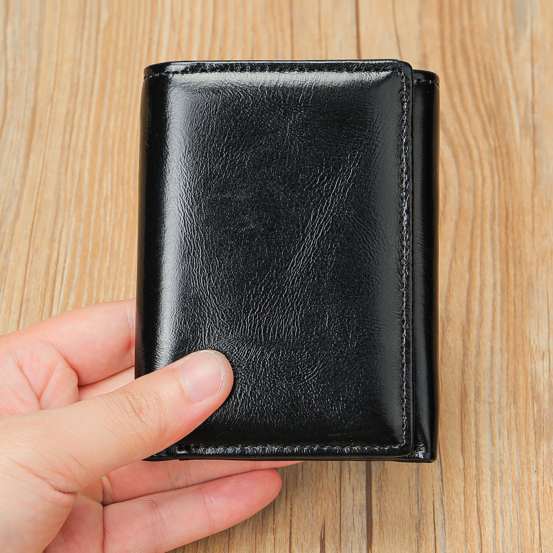 Marunte novčanik od prave kože s RFID zaštitom (Bi-fold dizajn; klip za novac; više džepova za kartice)