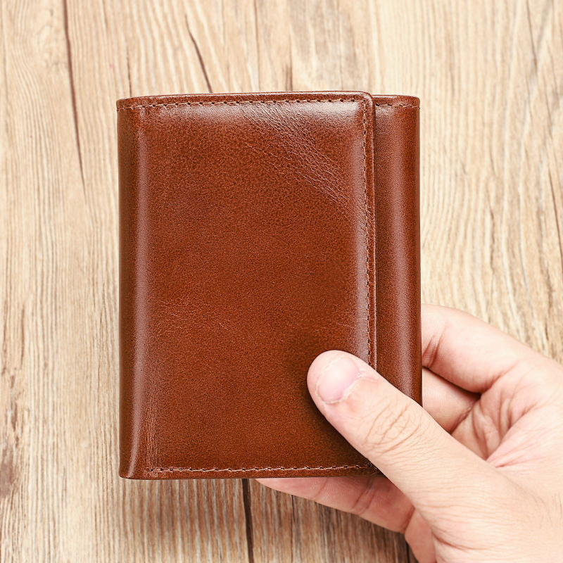 Marunte novčanik od prave kože s RFID zaštitom (Bi-fold dizajn; klip za novac; više džepova za kartice)