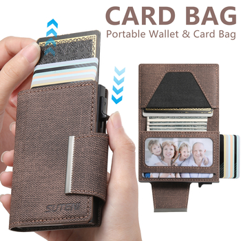 PU+TPU кожено портмоне за карти с магнитен клип и слот за карти, фоторамка, автоматично изскачащо отделение