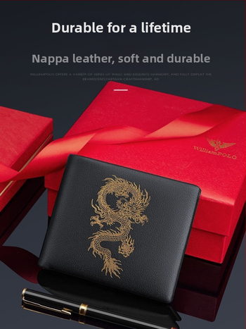 King Paul мъжки портфейл - естествена кожа, първи слой телешка кожа, геометричен модел, бизнес стил