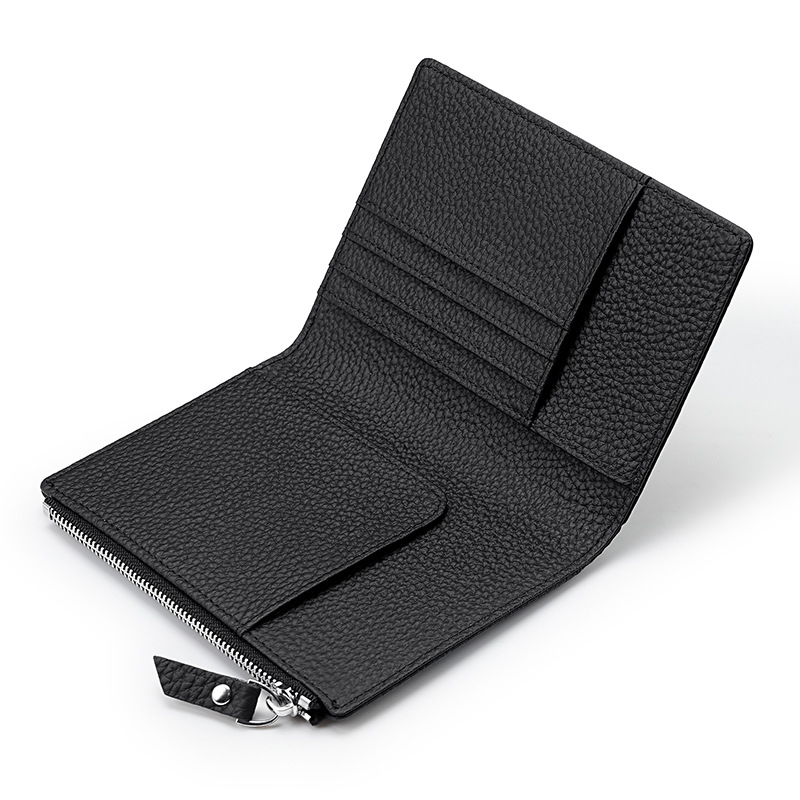 Pasų ir asmens tapatybės laikiklis iš natūralios odos su RFID apsauga – Liči grūdų tekstūra, pirmosios kartos karvės odos, ultra lengvas, atsparus dėvėjimuluii