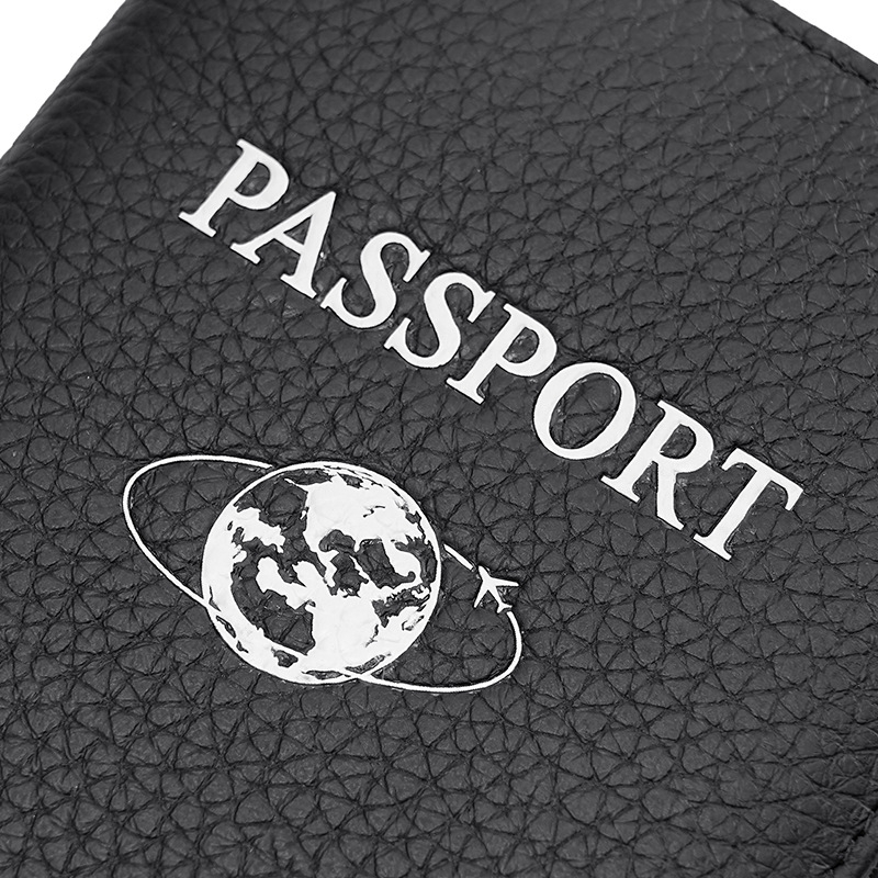 Pasų ir asmens tapatybės laikiklis iš natūralios odos su RFID apsauga – Liči grūdų tekstūra, pirmosios kartos karvės odos, ultra lengvas, atsparus dėvėjimuluii