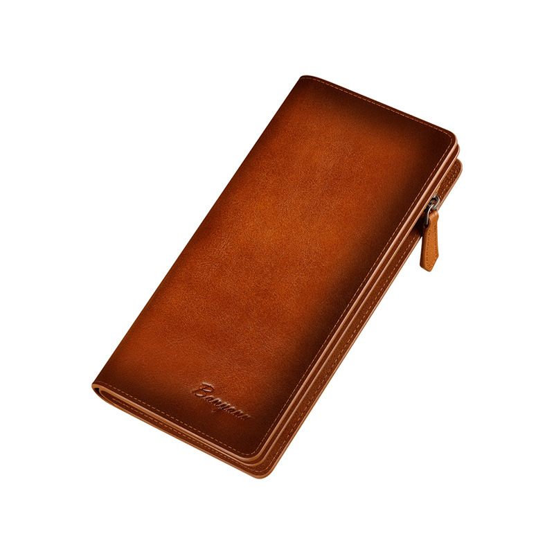 Bananu Muški dugi kožni novčanik – koža prvog sloja, jednofarbni, višestruki pretinci za kartice