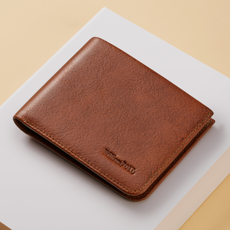 King Paul novčanik od prave kože, prvi sloj goveđe kože, RFID zaštita, poslovni stil, jednobojan